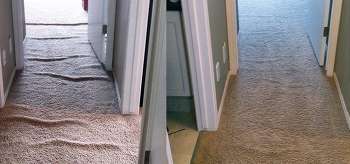 Carpet Restretch Hallway Before After